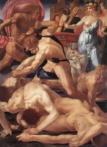 Mosè difende le figlie di Jetro, anni 1523-1524, tecnica ad olio su tela, 160 x 117 cm.,, Galleria degli Uffizi, Firenze.